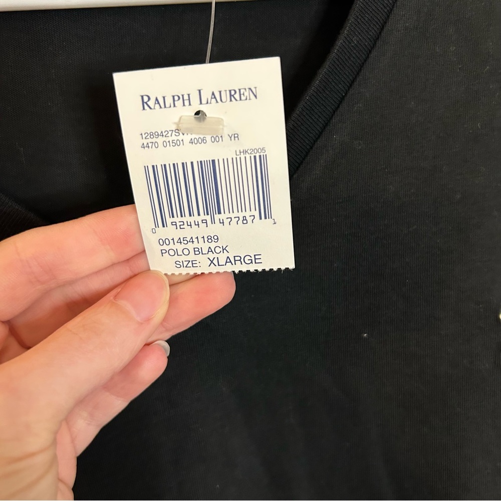 NWT Vintage 90s/Y2K Ralph Lauren Sport Black V-Neck Tee XL - Picture 4 of 10